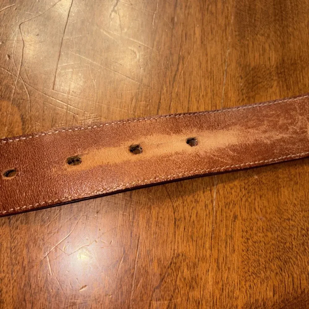 Nocona Boot Co Beltmakers 40 Brown Leather Lizard Brass Buckle 7015 USA